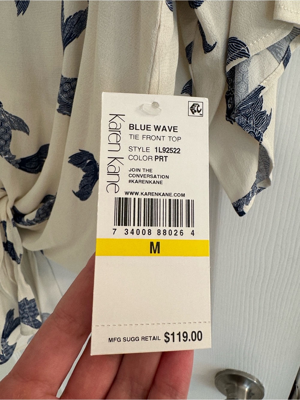 NWT Karen Kane Koi Fish Front Tie Top